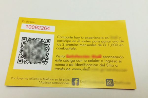 Tarjeta de calificación de servicio